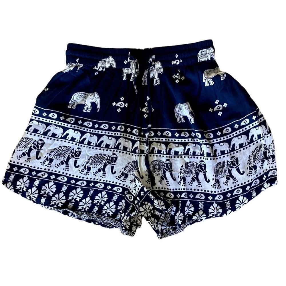 Elephant Shorts Navy and White Elastic Waistband Luv SL by Odel Womens Small